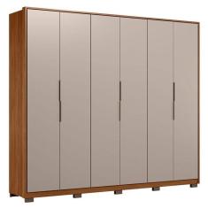 Guarda Roupa Casal Atrice 6 Portas Nogueira Nude Prime Tx Com Pés Demóbile - Demartêz