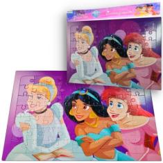 Quebra Cabeça Princesas Disney Cinderela Bela Moana 63 Peças - Etitoys