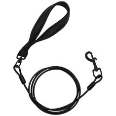 Coleira resistente para cães pequenos, médios e grandes, fio de couro, à prova de mastigação, alça acolchoada confortável, fios altamente reflexivos feitos de corda revestida