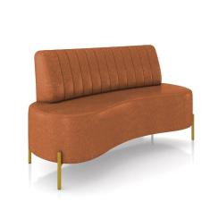 Sofá 2 Lugares Living 135cm Pé Ferro Dourado Maraú Sint Pu K01 - D\`rossi Cor Nozes