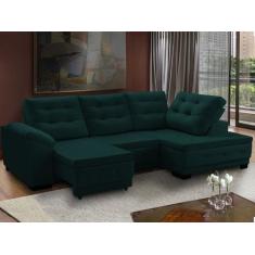 Sofá Canto Chaise Agatha Retrátil Reclinável 250x150 Cm Mola Bonnel Pi