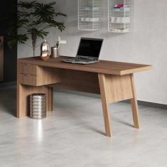 Mesa de Escritório 1,63m com 2 Gavetas Tecno Mobili - Amêndoa, Marrom