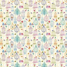 Papel Parede Gaiolas Coloridas Passarinho Adesivo Decorativo