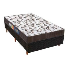 Cama Box Solteiro: Colchão Espuma D45 Polar Pérola Fort Black + Base crc Rústico Black(88x188)