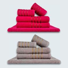 Jogo De Toalhas 10 Ps Coleo Montreal 100% Algodo Rosa+cinza - Toalhas 