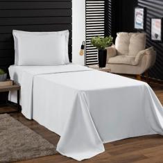 Jogo de Cama Solteiro Percal 400 Fios 03 Pçs Com Aba Americana, Antiác