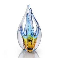 Escultura Em Cristal Murano Água Marinha - São Marcos 23Cm