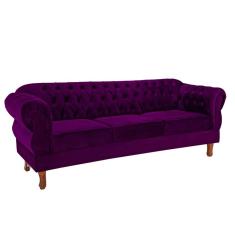 Namoradeira Chesterfield Elisabeth 3 Lugares Via Encanto Veludo Uva