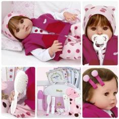 Bebê Reborn Boneca Menina Realista Girafinha Fio a Fio Itens - Cegonha