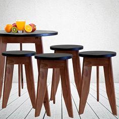 Conjunto 4 Banquetas Madeira Maciça Ms Colors Madersilva Imbuia/preto