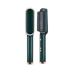 Escova alisadora de cabelo, alisador de cabelo, modelador de cabelo �nion, modelador de cabelo 2 em 1 com visor LCD para cabelo seco/molhado pente el�trico feminino