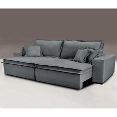 Sofa Retrátil e Reclinável com Molas Cama Inbox Premium 2,32m tecido em linho Cinza Escuro