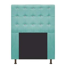 Cabeceira Estofada Dama 90 cm Solteiro Com Strass Suede Azul Tiffany - ADJ Decor