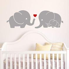 Adesivo De Parede Decoração Família Elefante tamanho 80cm x 50cm