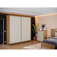 Guarda Roupa Casal 2 Portas 4 Gavetas Vilage Móveis Fazzio Freijó/Off White