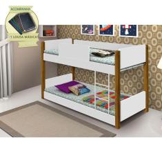 Bicama de Criança Infantil Valentina Juvenil Branca e Amêndoa Incluso Lousa Mágica