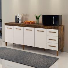 Balcão 4 Portas 3 Gavetas Atenas Ypê/Off White