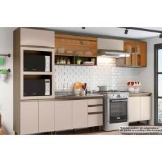 Cozinha Modulada Henn Connect  8 Peças (3 Armários + 2 Balcões + 1 Paneleiro + 2 Complementos) C8P04 Duna/Cristal