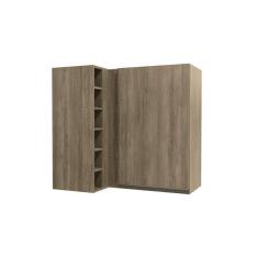 Armário Aéreo Canto Reto de Cozinha 1 Porta 6 Nichos 98cm Maxxi Kappesberg Nogal