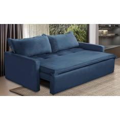 Sofá Sem Caixa Retrátil e Reclinável 2,00m com Molas Luzia Suede Azul Madelina Decor