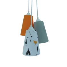 Lustre Pendente Lumin ria Raposinha Laranja E Cinza Bivolt