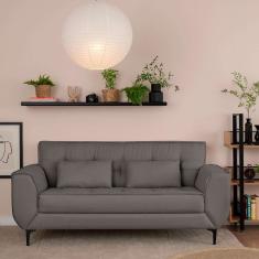 sofá 3 lugares piacenza linho cinza 202 cm