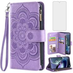 Asuwish Capa de telefone para TCL 50 XL 5G capa carteira com protetor de tela de vidro temperado e suporte flip de couro para cartão de crédito suporte flor bolsa fólio acessórios para celular TCL50XL