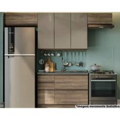 Cozinha Modulada Completa Maxxi 4 Peças (3 Armários +1 Balcão) CPT47 Nogal - Kappesberg