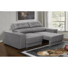 Sofá Retrátil e Reclinável 1,80m 3 Lugares Nubia Suede Cinza  Madelina