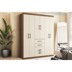 Guarda Roupa Casal 8 Portas e 2 Gavetas Verona 8.2 Jatobá/Areia - Santos Andirá