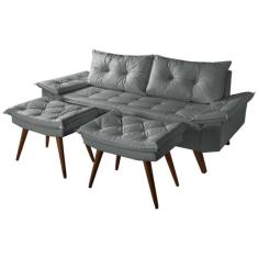 Sofá Bariloche 3 Lugares Duas Banquetas Material Sintético - Essencial