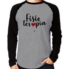 Camiseta Raglan Fisioterapia por amor Manga Longa - Foca na Moda, Cinz