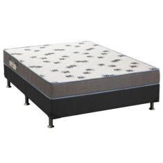 Cama Box Casal: Colchão Espuma Ortobom D33 Light + Base CRC Suede Gray