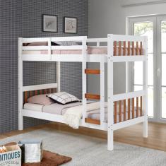 Beliche Teen Plus Em Madeira Maciça Mv Outlet Branco E Mel