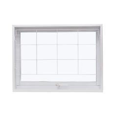 Janela De Aço Maxim-ar 50x50cm Com Grade Quadriculada E Vidro Boreal Qualitysol Ramassol Branco