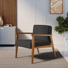 Poltrona Madeira Maciça Julia Nogueira/algodão