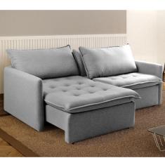 Sofá Cama Retrátil 220 Cm Califórnia Cinza Claro