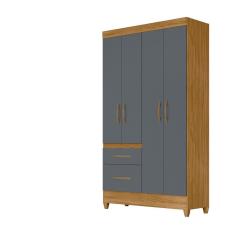 Guarda Roupa 4 Portas Madri Freijó Cinza 852031 Moval