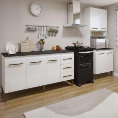 Cozinha Completa Guarujá 7 Portas 3 Gavetas Kaiki Móveis Branco