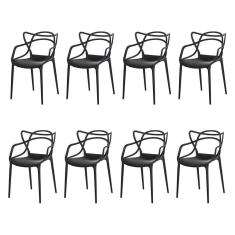 Kit 8 Cadeiras Allegra Master Preta Sala Cozinha Jantar
