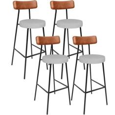 Kit 04 Banquetas Alta Cozinha Sala De Jantar Aço Milão L02 material si