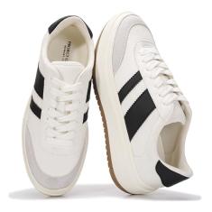 Project Cloud Tênis de plataforma feminino – Palmilha leve de espuma viscoelástica – Tênis de moda antiderrapante para mulheres – Sapatos plataforma da moda feminina (Nita), Listras brancas e pretas