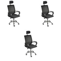 Kit 3 Cadeiras de Escritório Diretor Roma Ergonômica com Apoio de Nuca