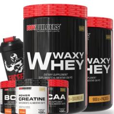 Kit 2x Waxy Whey 900g + 2x BCAA 4,5 100g + Power Creatina 100g + Coque