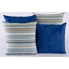 Kit Com 4 Capas Para Almofadas Decorativas De Sofá 40x40 Azul