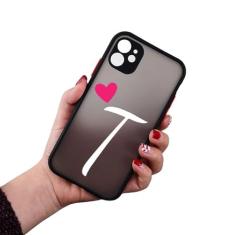 Letra inicial AZ Love Heart Couples Phone Case para iPhone 11 12 13 14 15 Pro Max Mini X XR XS 7 8 Plus Capa de silicone Fundas,7, para iPhone 15