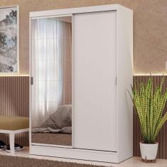 Guarda-Roupa 2 Portas de Correr com Espelho Branco Max Madesa
