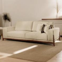 Sofá Fixo Magnus 3 Lugares Luxo 1,90m Bege