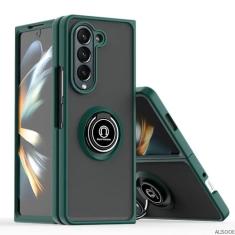 Capa de suporte para Samsung Galaxy Z Fold 6 5 4 3 Capa de suporte de anel de proteção PC Capa de plástico para Galaxy Z Fold 3 4 5 6, verde escuro, para Samsung Z Fold 5