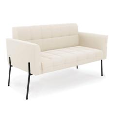 Sofá Namoradeira 2 Lugares Pé De Ferro Preto Elisa Veludo D03 - D`rossi Cor Bege